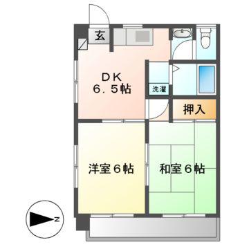 グランドステータス林(2DK/5階)の間取り写真