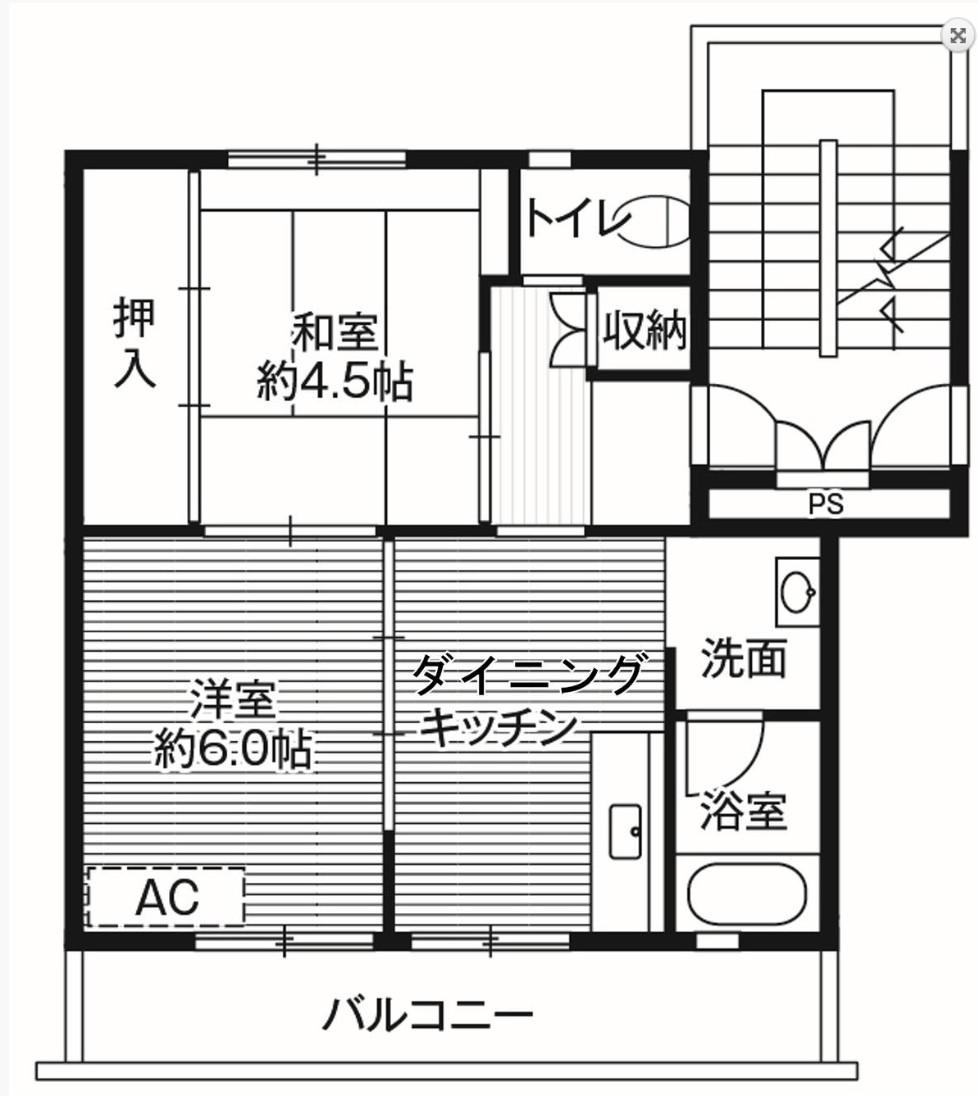 ビレッジハウス紫波2号棟(2DK/5階)の間取り写真