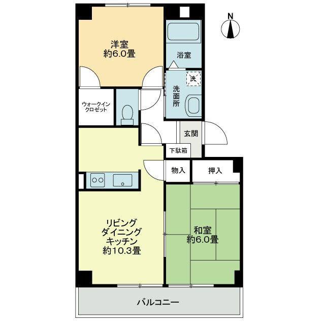 フォブールK-ONE(2LDK/3階)の間取り写真
