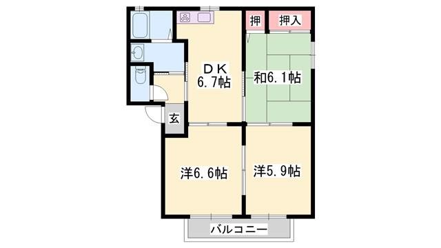 メイプルタウンII(3DK/1階)の間取り写真