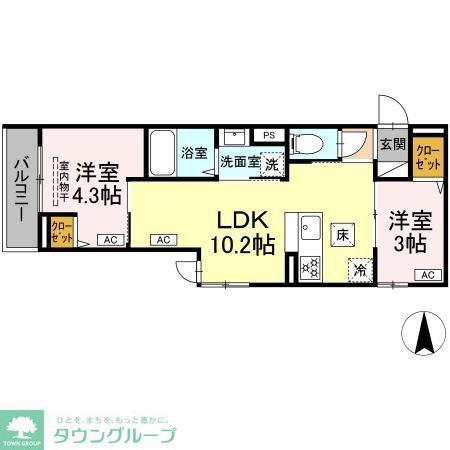 セレスティア中台 III(2LDK/1階)の間取り写真