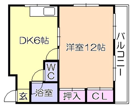 ハイランド松ヶ枝(1DK/3階)の間取り写真