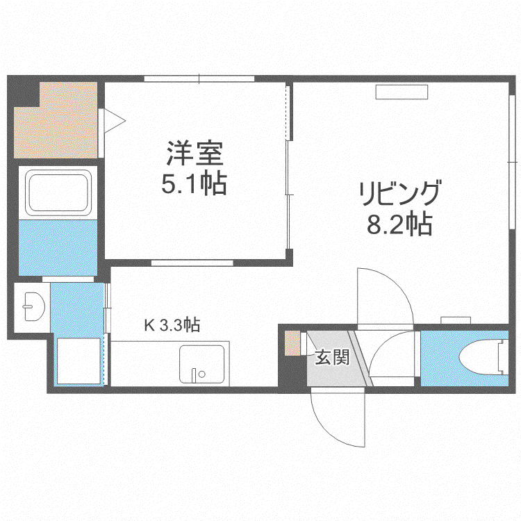 グランメール平岸1-2(1LDK/1階)の間取り写真