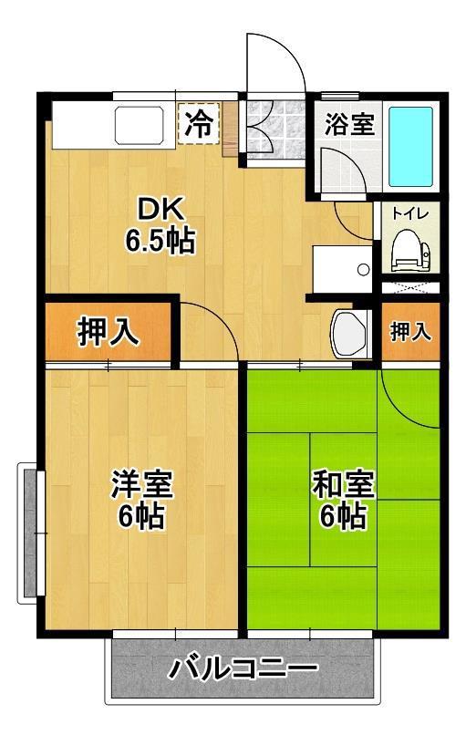 シティハイムメルローズ(2DK/2階)の間取り写真