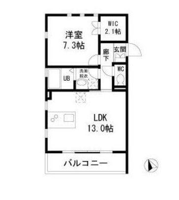 ウィステリア奥沢(1LDK/2階)の間取り写真