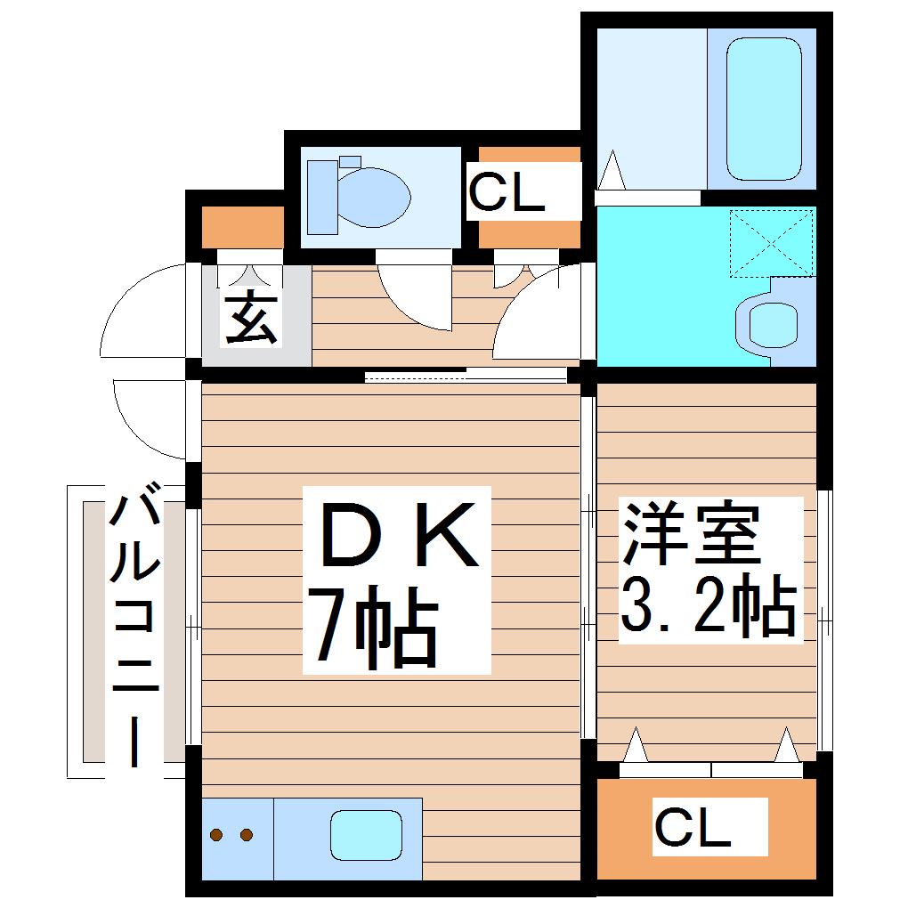 リヴィエールII(1DK/1階)の間取り写真