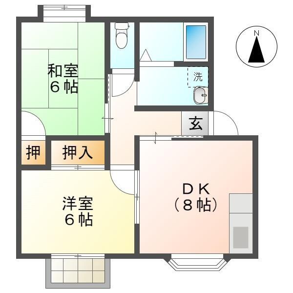 グリーンパーク(2DK/2階)の間取り写真