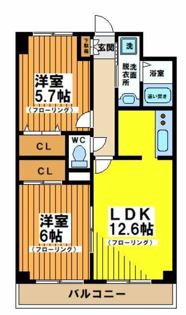 レジデンスミヤビ(2LDK/1階)の間取り写真