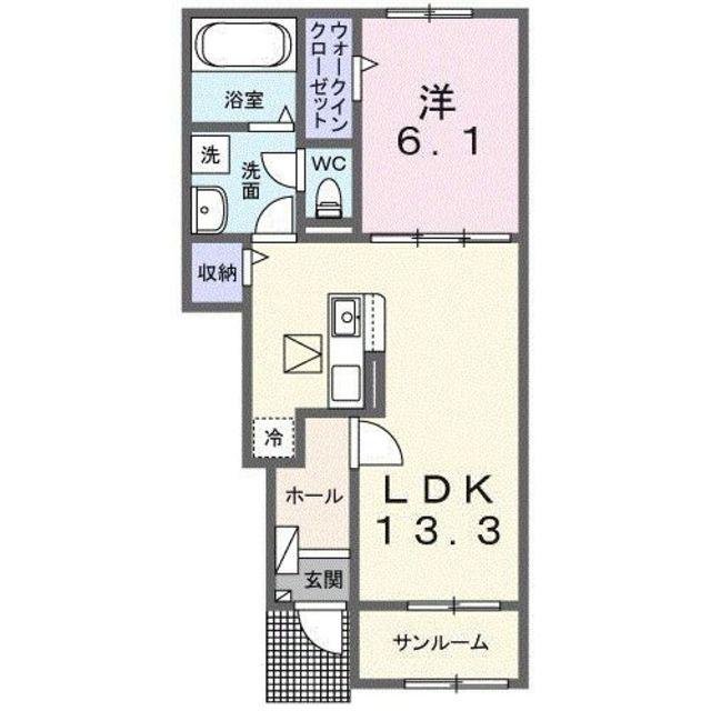 フラン メゾン オーブ(1LDK/1階)の間取り写真