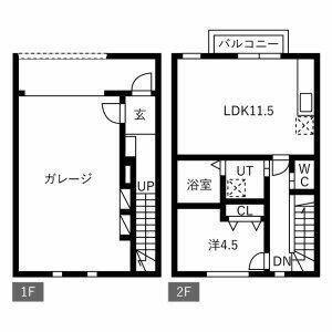 ドリームガレージイースト(1LDK/1階)の間取り写真