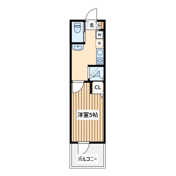 メルラス矢部2(1K/3階)の間取り写真