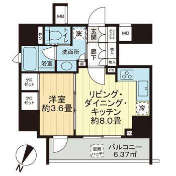シティインデックス千代田神保町(1LDK/9階)の間取り写真