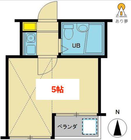 グランドール和田町B棟(1K/2階)の間取り写真