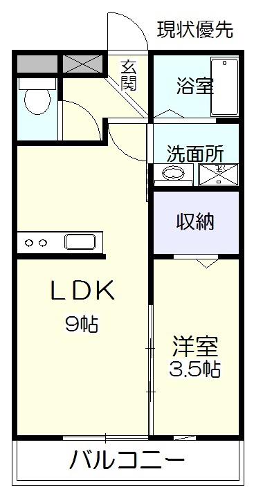 グランセナ東朝日町(1LDK/1階)の間取り写真