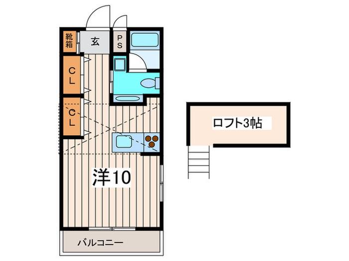 ヒルズT・K(ワンルーム/2階)の間取り写真