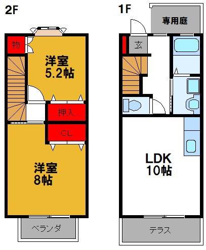 デスパシオRT(2LDK/1階)の間取り写真