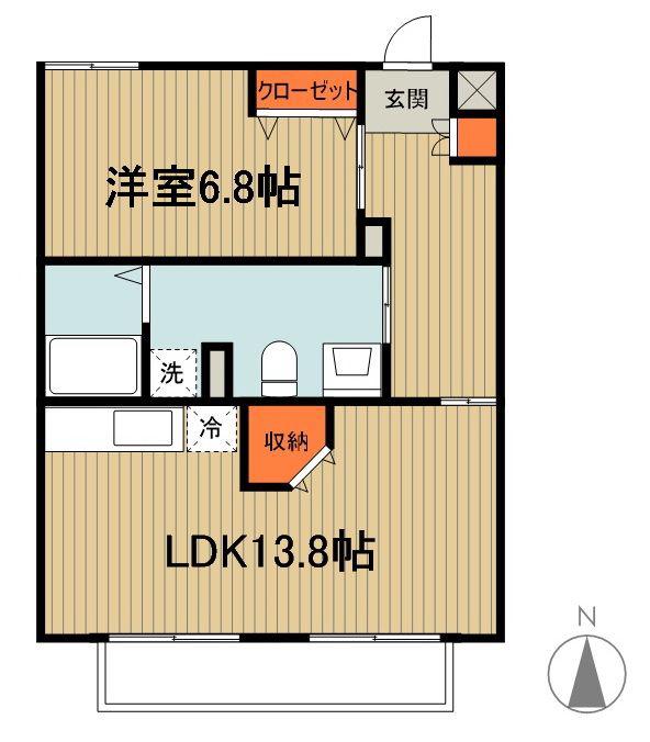 オルトケイII(1LDK/1階)の間取り写真