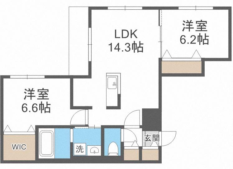 CREARESIDENCE東札幌(2LDK/1階)の間取り写真