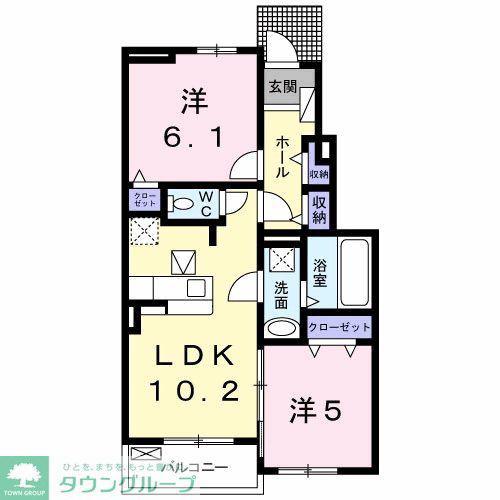 カルムII(2LDK/1階)の間取り写真