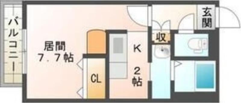 ラウルあいの里(1K/1階)の間取り写真
