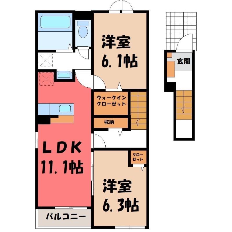 フェリース B(2LDK/2階)の間取り写真