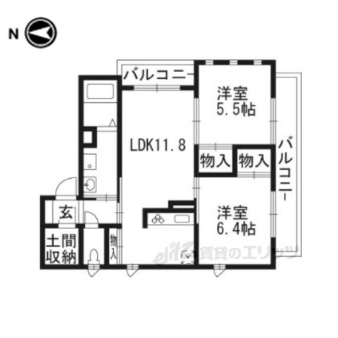 シャーメゾン栄2(2LDK/2階)の間取り写真