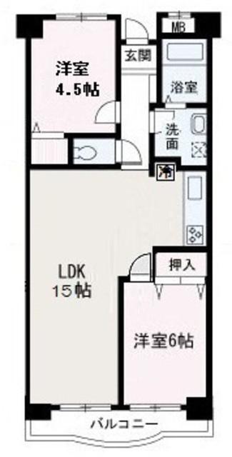 ウィステリア(2LDK/2階)の間取り写真