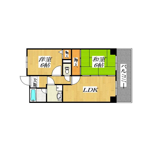 エーデルハイムアビコ(2LDK/3階)の間取り写真