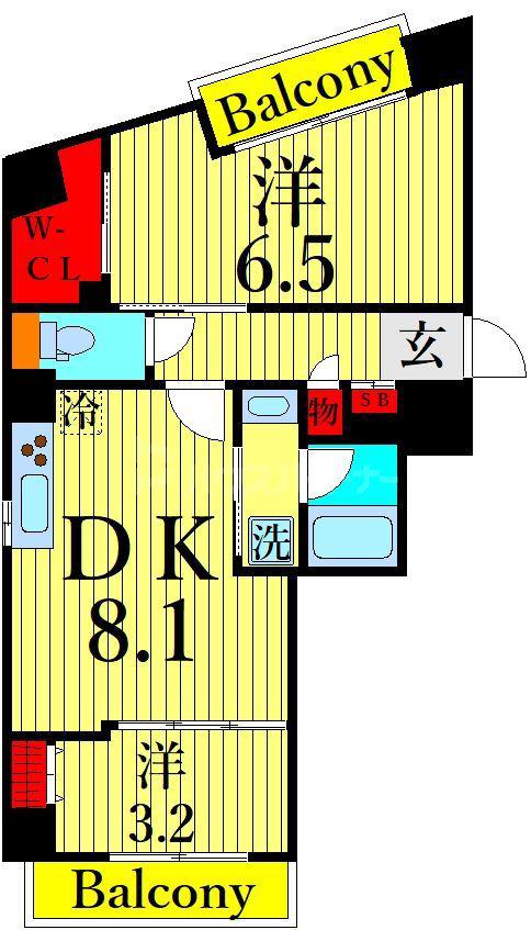 シエロ町屋(2DK/2階)の間取り写真
