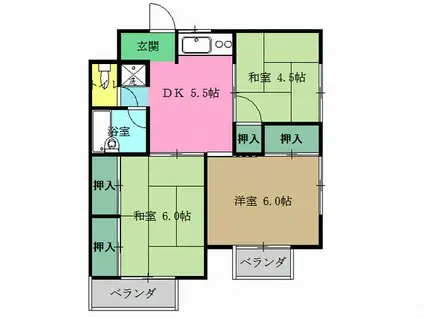 コーポ88(3DK/2階)の間取り写真