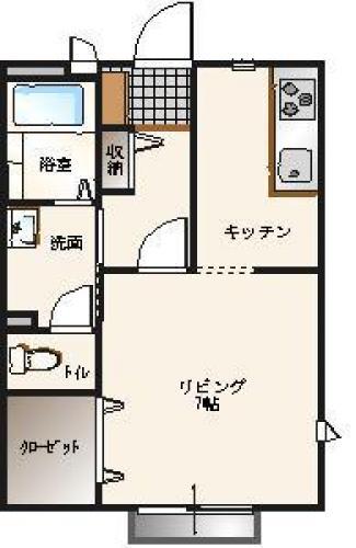 大平ピアハウス(1K/2階)の間取り写真