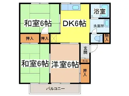 ドミール長沢(3DK/2階)の間取り写真