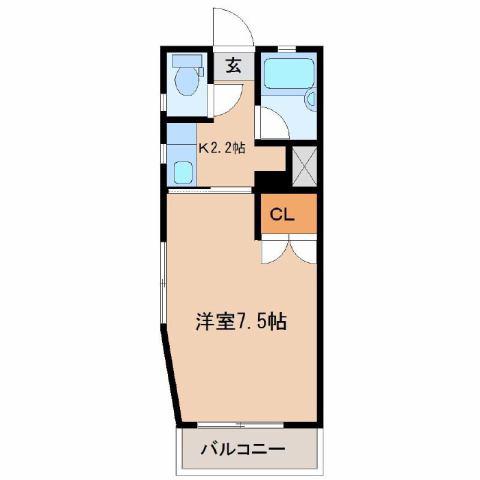 ソレイユ(1K/2階)の間取り写真