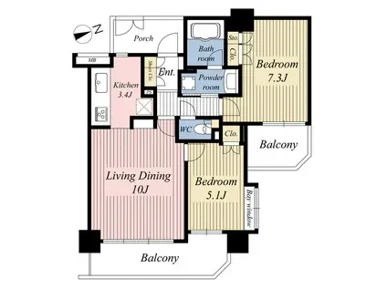 藤和シティホームズ代々木二丁目(2LDK/11階)の間取り写真