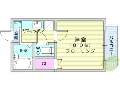 スターハイツ(1K/2階)の間取り写真