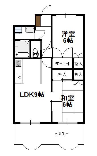 グランブルー本郷(2LDK/1階)の間取り写真