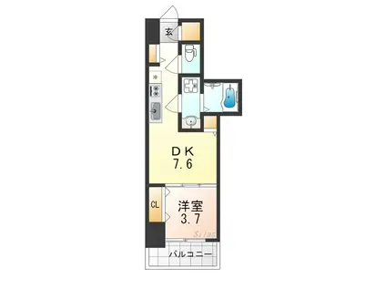 クローバー・レシデンスNAKAMOZU(1DK/5階)の間取り写真