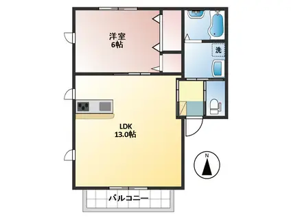 インザファームIX(1LDK/1階)の間取り写真