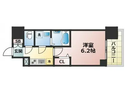 エスリード大阪CENTRAL AVENUE(1K/9階)の間取り写真