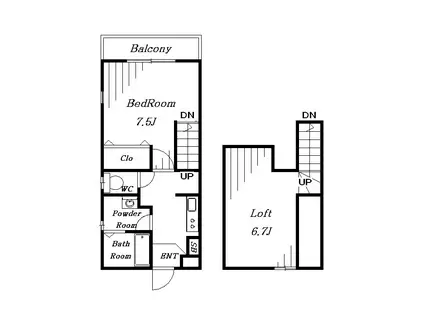 AQUE 1(1K/2階)の間取り写真