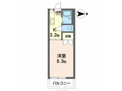 カーム・クウォーターA(1K/2階)の間取り写真