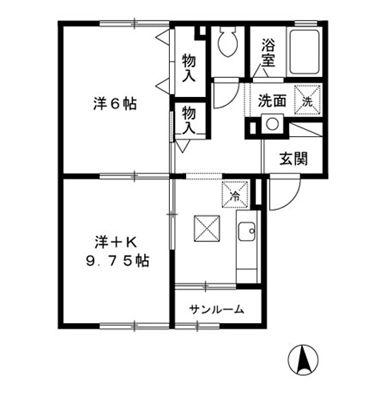 コンフォート(2K/2階)の間取り写真