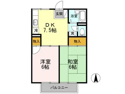プレジール高須A棟(2DK/2階)の間取り写真