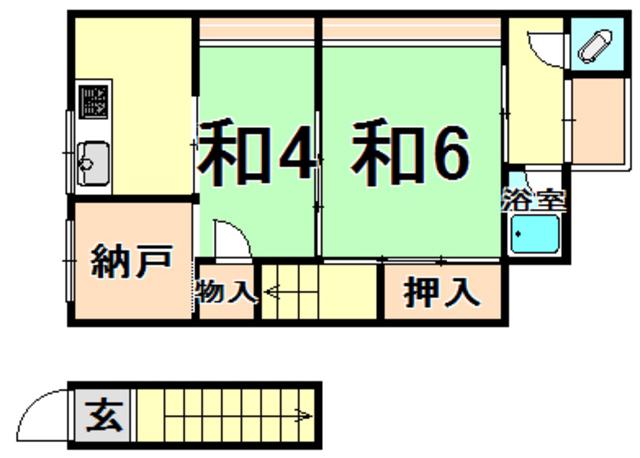 野口文化(2K/2階)の間取り写真