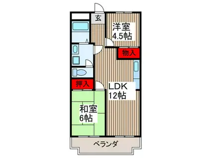 新田第6中島ハイツ(2LDK/5階)の間取り写真