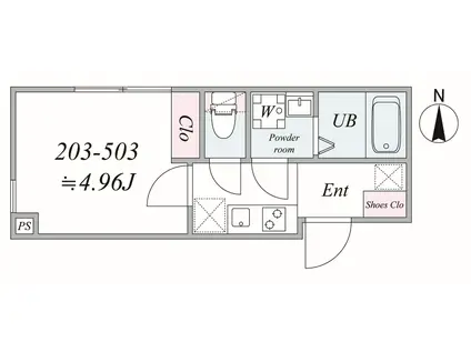 CLAIREA千住大橋(1K/5階)の間取り写真