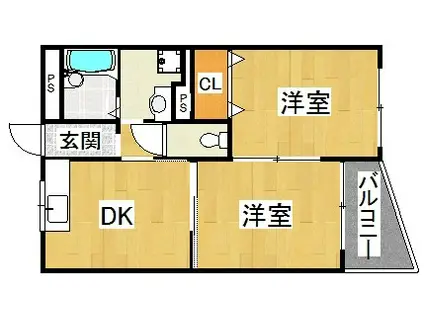 横田コーポI(2DK/3階)の間取り写真