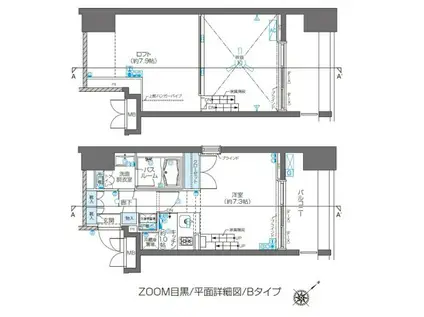 ZOOM目黒(1K/12階)の間取り写真
