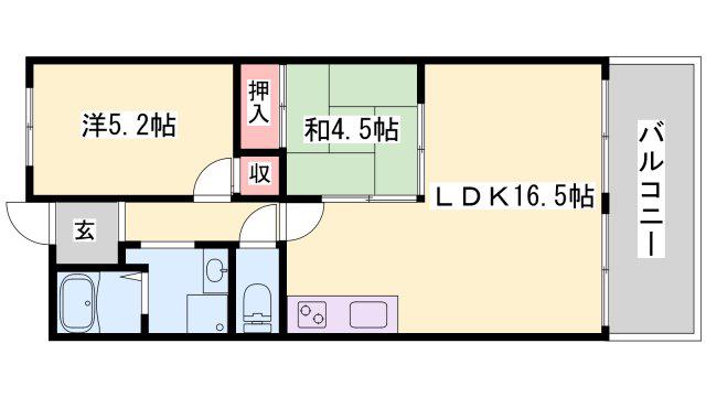ハッピーコートさんわ(2LDK/4階)の間取り写真