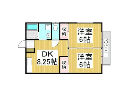 リバーサイドハイツA(2DK/1階)の間取り写真